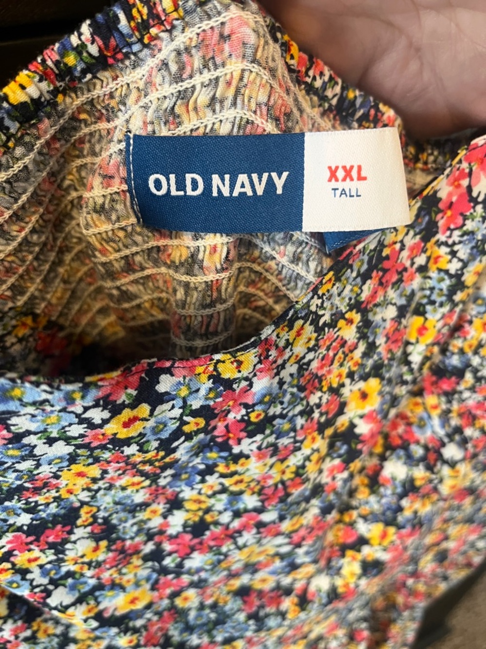 Old Navy Navy Floral Dress with Yellow and Pink Blue floral Accents - Picture 2 of 5